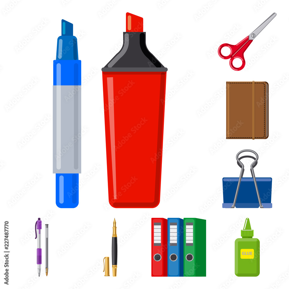 Vector design of office and supply icon. Set of office and school stock vector illustration.