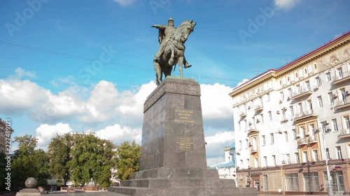 Monument to Yuri Dolgorukiy in Moscow city hyperlapse