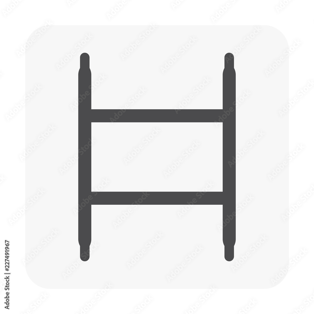 Horizontal frame scaffold vector icon. Item is a construction equipment and component of ringlock, tube clamp scaffold system. Use as temporary working platform or structure for building construction.