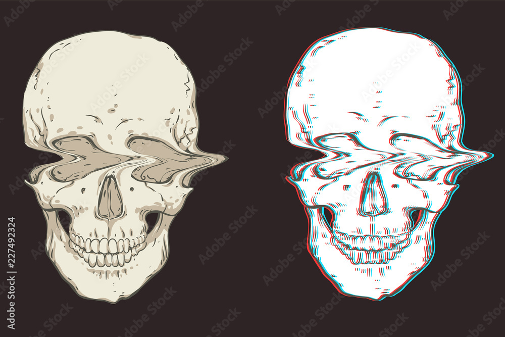 Two skulls. Interference.