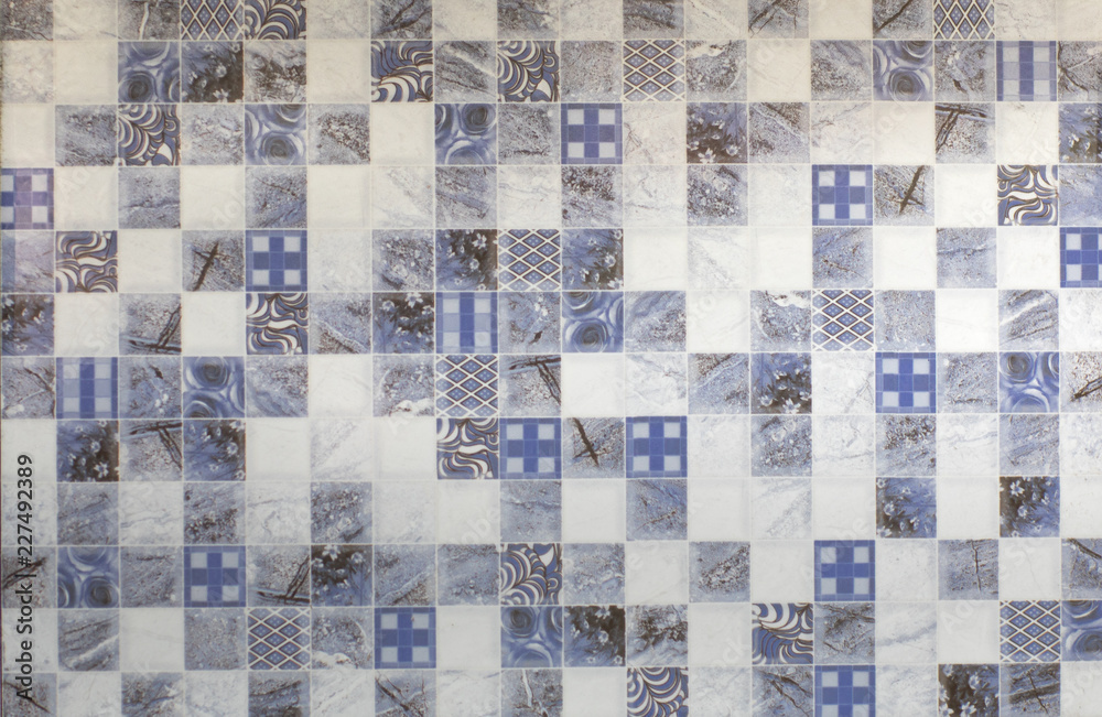 Fototapeta premium Tiled geometric mosaic interior wall