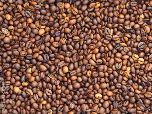 Coffee beans background and texture, close-up