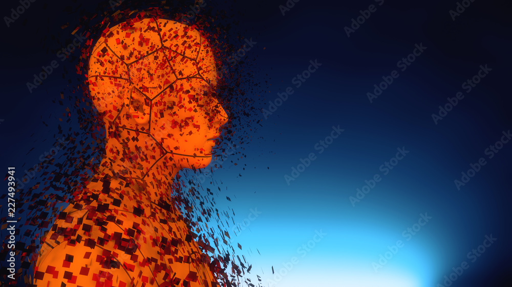 Obraz premium 3d render. Head Human shattered portrait