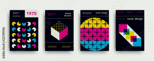 Retro cover templates collection. Swiss trendy fashion backgrounds set