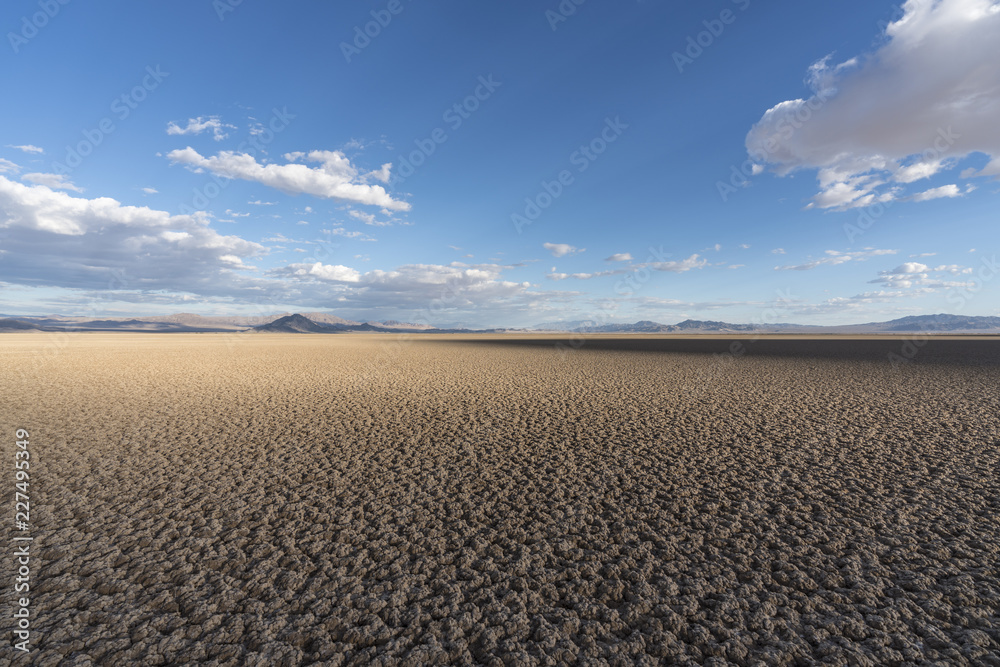 Fototapeta premium On the shadows edge at Soda Dry Lake near Zzyzx in the California Mojave Desert.