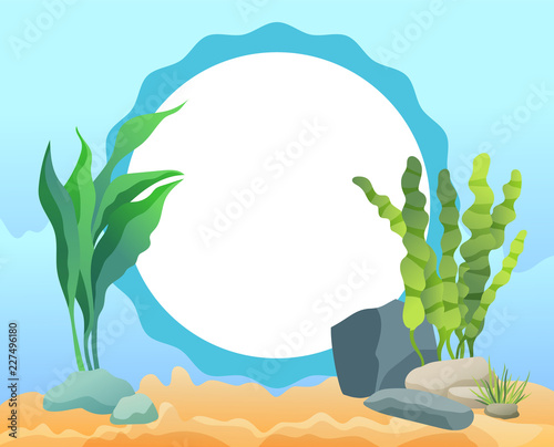 Funny Cartoon Oval Photo Frame with Sea Weed Card