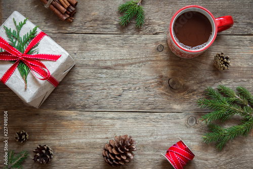 Obraz na plátně Christmas background with gift box