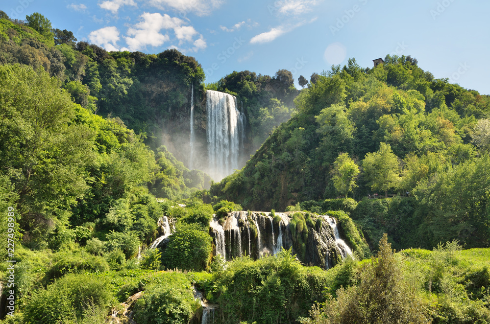 Fototapeta premium Marmore Falls is a man-made waterfall created by the ancient Romans located near Terni, Italy