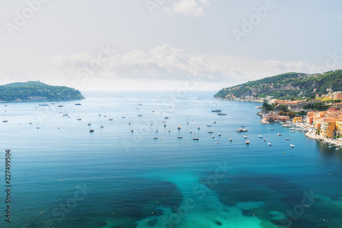 The beautiful bay of Villefranche-sur-Mer on the Cote D'Azur in France