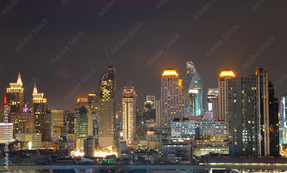 Cityscape light Bangkok city skyline Thailand 