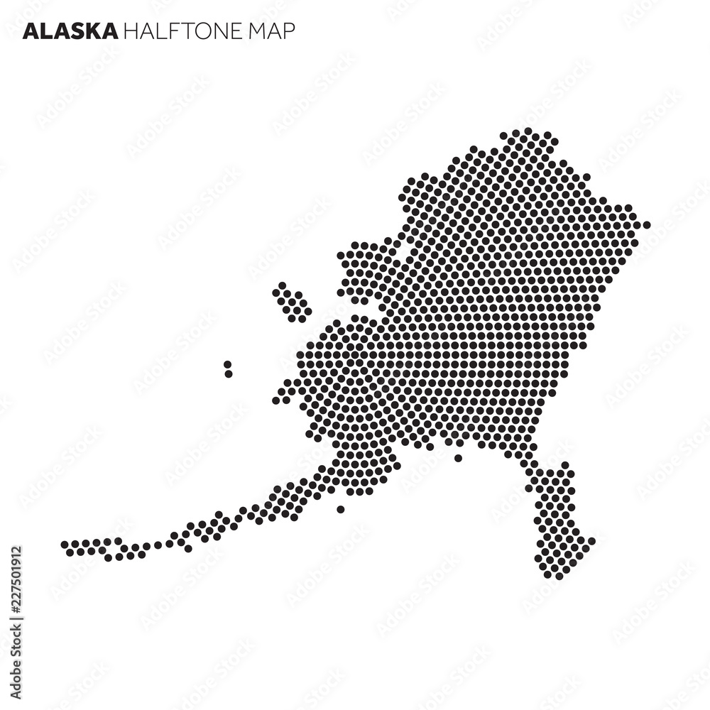 Alaska country map made from radial halftone pattern