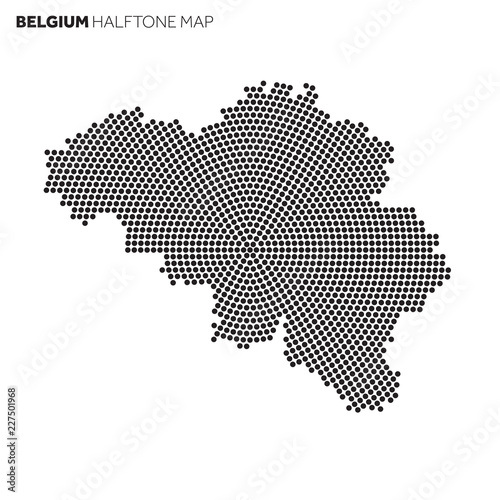 Belgium country map made from radial halftone pattern