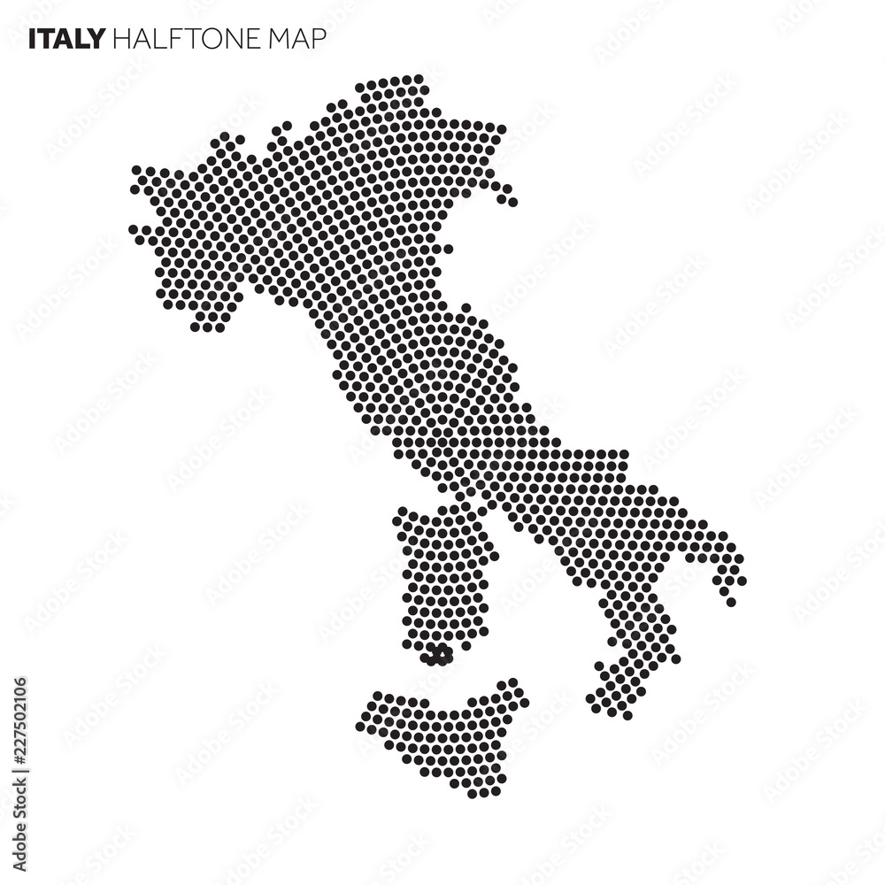 Italy country map made from radial halftone pattern