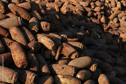 Grave with bombs piled up