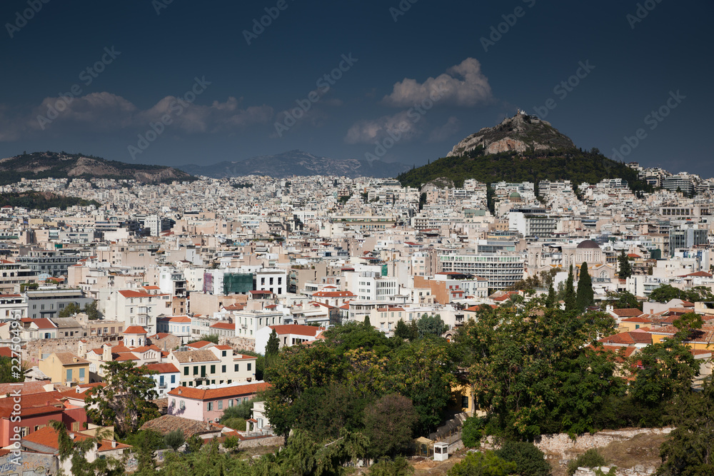 cityscape of Athens with Lycabettus hill in the background cityscape of Athens with Lycabettus hill in the background