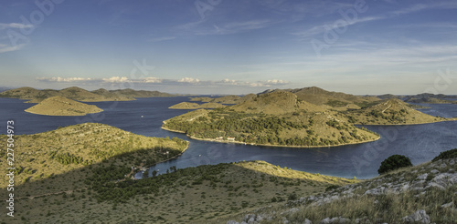 Kornati islands national park with canal Mala Proversa in foreground  Dalmatia  Croatia