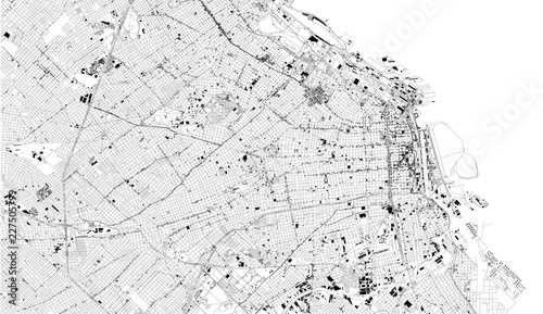 Mappa satellitare di Buenos Aires, Argentina, strade della città. Stradario e mappa del centro città. Sud America photo
