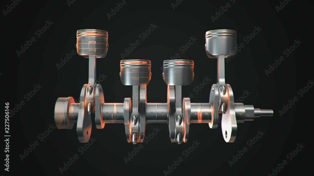 Animation movies of engine pistons on a crankshaft. Animation of seamless loop. Animation movies of engine pistons on a crankshaft. Animation of seamless loop.