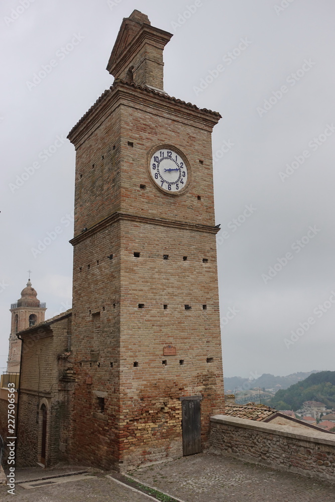 Clock Tower, built in 1837, Colonnella village, Abruzzo region, Italy