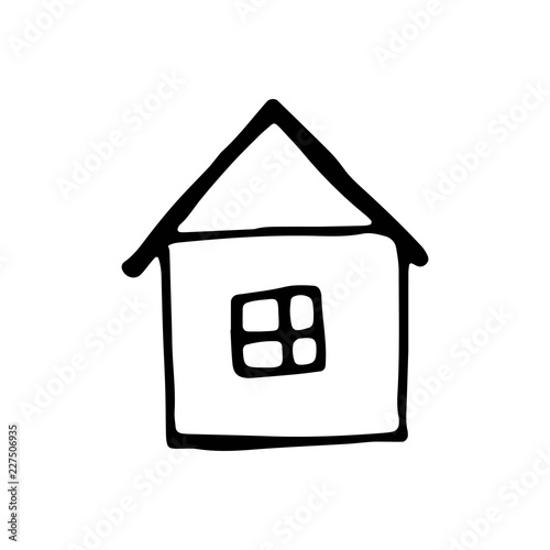 house drawing icon. sketch isolated object