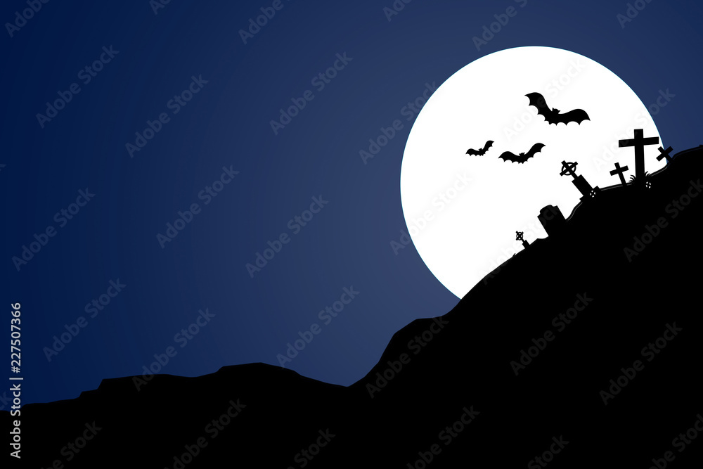 Halloween Party - Blauer Himmel und Fledermäuse, Mond