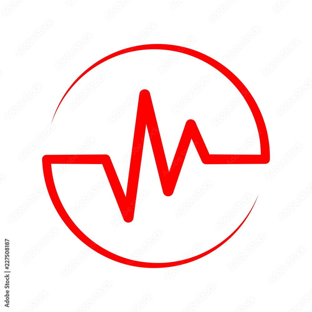 Heartbeat icon in the circle. Vector illustration. Heartbeat icon in the circle. Vector illustration.