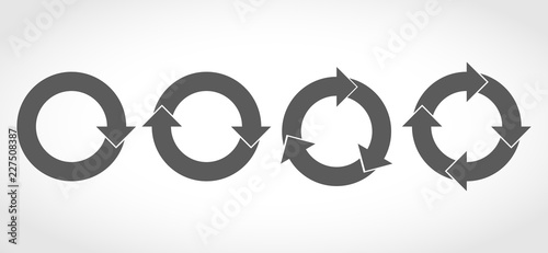 Set of black circular arrows. Vector illustration.