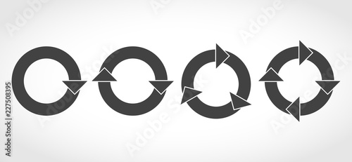 Set of black circular arrows. Vector illustration.