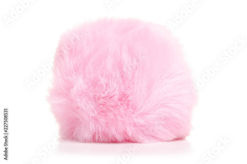 Fur ball pink on white background isolation