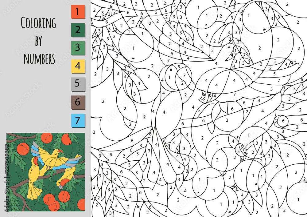 Obraz premium Coloring by number, education game for children. A challenge for junior schoolchildren.