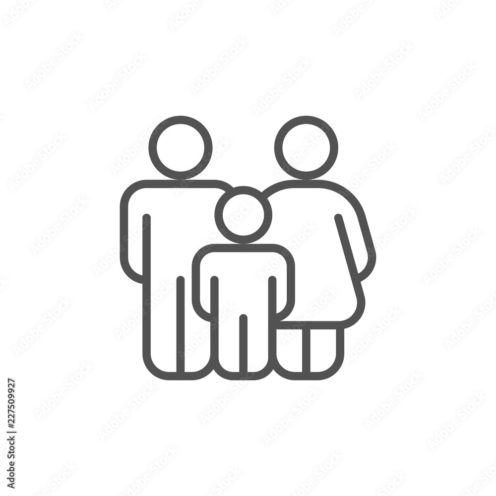 Outline Family icon isolated on white background. Line Parents symbol for website design, mobile application, ui. Editable stroke. Vector illustration, eps10. Outline Family icon isolated on white background. Line Parents symbol for website design, mobile application, ui. Editable stroke. Vector illustration, eps10.
