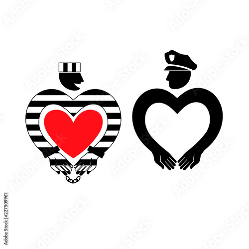 Vector icon of a policeman and a prisoner.