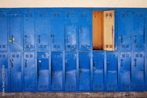 Blue old locker room