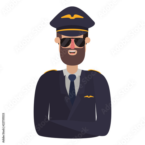 young man pilot with beard avatar character