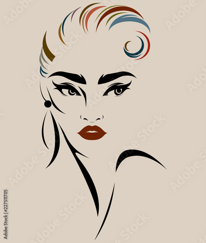 Beautiful women, logo women face makeup, vector