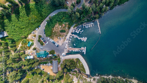 Drone view of the marina at echo Lake south Tahoe California