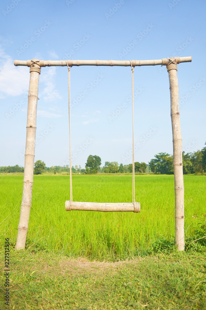 bamboo swing with field background bamboo swing with field background