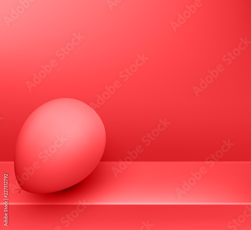 Red festive background with balloon. Holiday decoration.