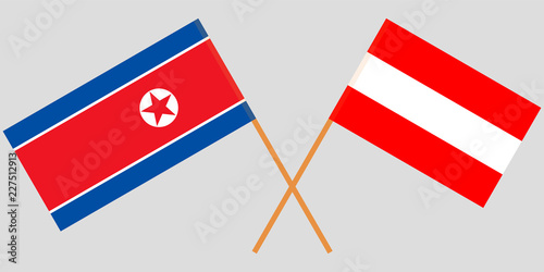 Austria and North Korea. The Austrian and Korean flags. Official colors. Correct proportion. Vector