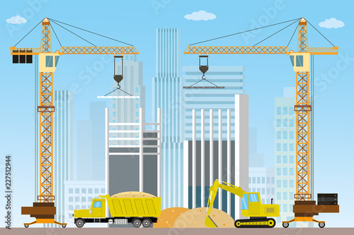 Construction site,crane and construction machinery