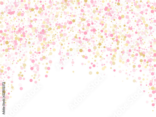 Rose gold confetti decoration for party card. © SunwArt