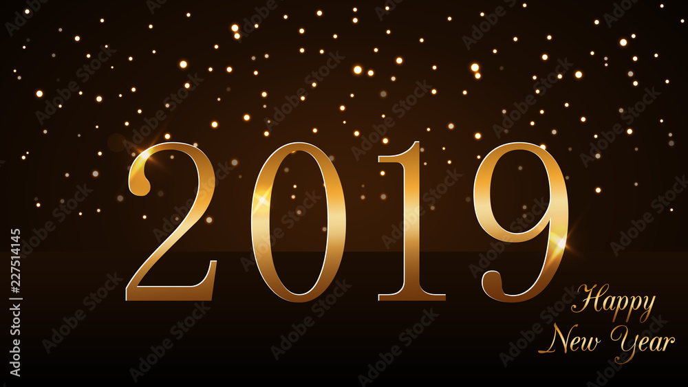 Happy New Year background with magic gold rain. Golden numbers 2017. Christmas design light, vibrant, glow and sparkle, glitter. Symbol of wish, celebration. Luxury decoration. Vector illustration Happy New Year background with magic gold rain. Golden numbers 2017. Christmas design light, vibrant, glow and sparkle, glitter. Symbol of wish, celebration. Luxury decoration. Vector illustration