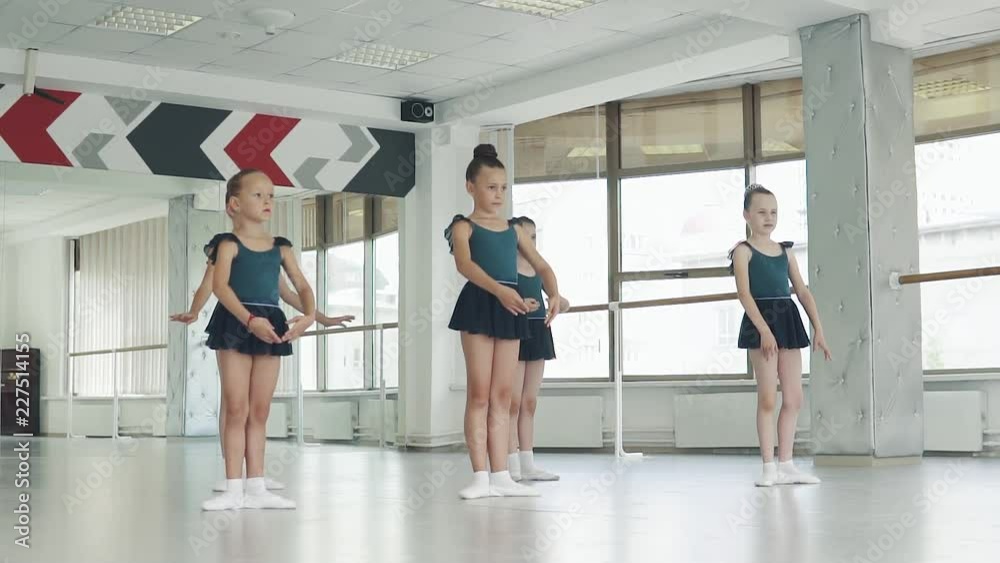 little ballerinas in a ballet lesson. children go to ballet class little ballerinas in a ballet lesson. children go to ballet class