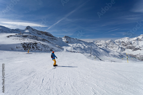 Cervinia, Valle d'Aosta, Italy - Mountain skiing and snowboarding