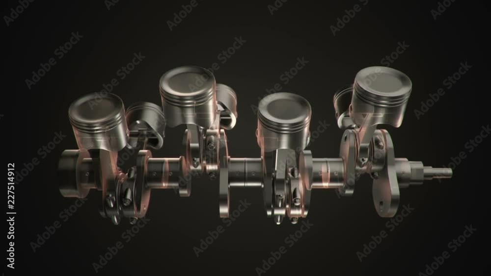 Animation movies of engine pistons on a crankshaft. Animation of seamless loop. Animation movies of engine pistons on a crankshaft. Animation of seamless loop.