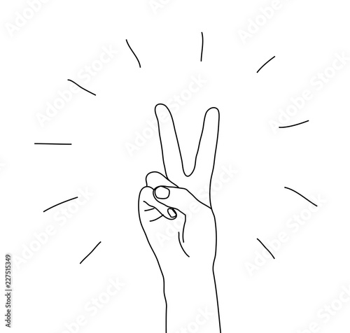 Hand victory gesture sign symbol isolated on white