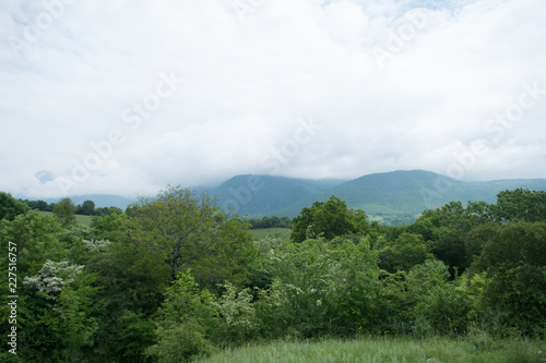 Landscape field with distant mountain İsmayilli Azerbaijan