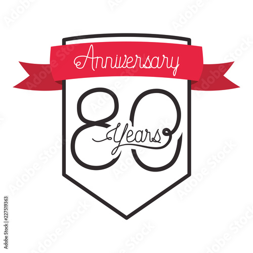 number 80 for anniversary celebration card icon