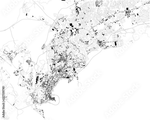 Mappa satellitare di Panama city, Panama, strade della città. Stradario e mappa del centro città. Sud America