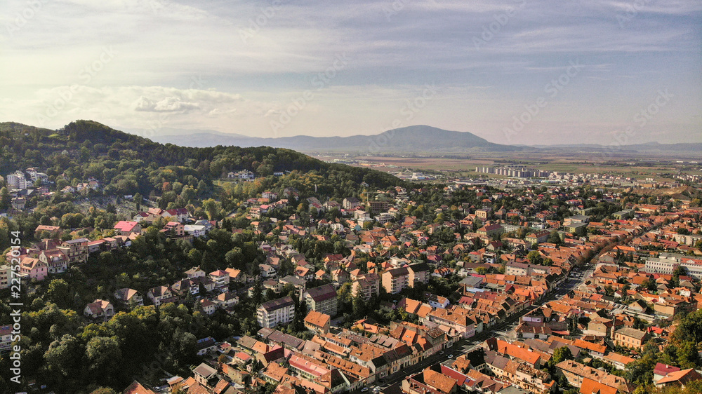 Aerial view of Brasov, tovn in Transylvania, Romania